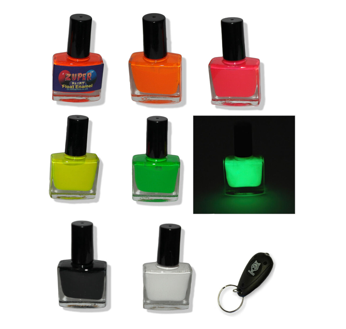 Float enamel. Fluorescent or Glow in the dark